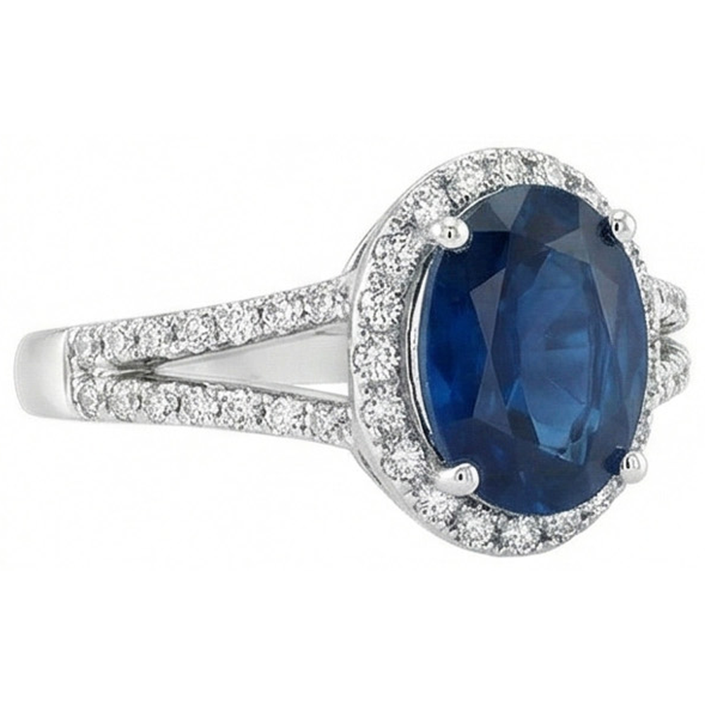 natural round sapphire 3.20ct ring side angle