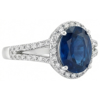natural round sapphire 3.20ct ring side angle