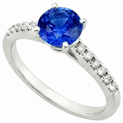 3.20 Ct Sri Lankan Sapphire And Natural Earth Mined Diamonds Ring Gold 14K 4 Prong Set
