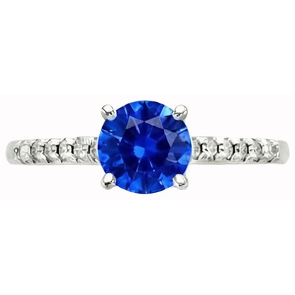 3.20 Ct Sri Lankan Sapphire And Natural Earth Mined Diamonds Ring Gold 14K 4 Prong Set