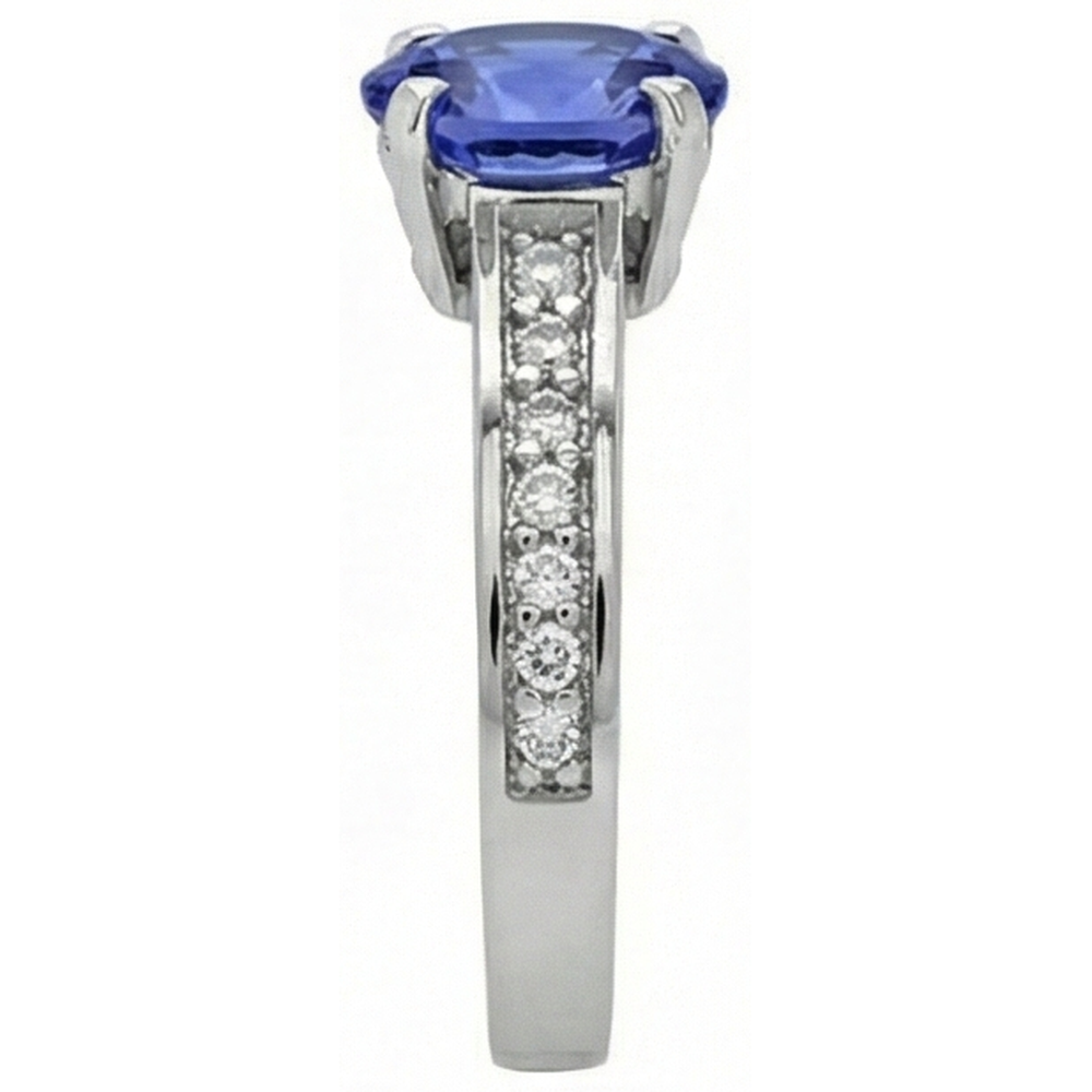 3.25 Carats Tanzanite And Natural Earth Mined Diamond Engagement Ring 14K White Gold
