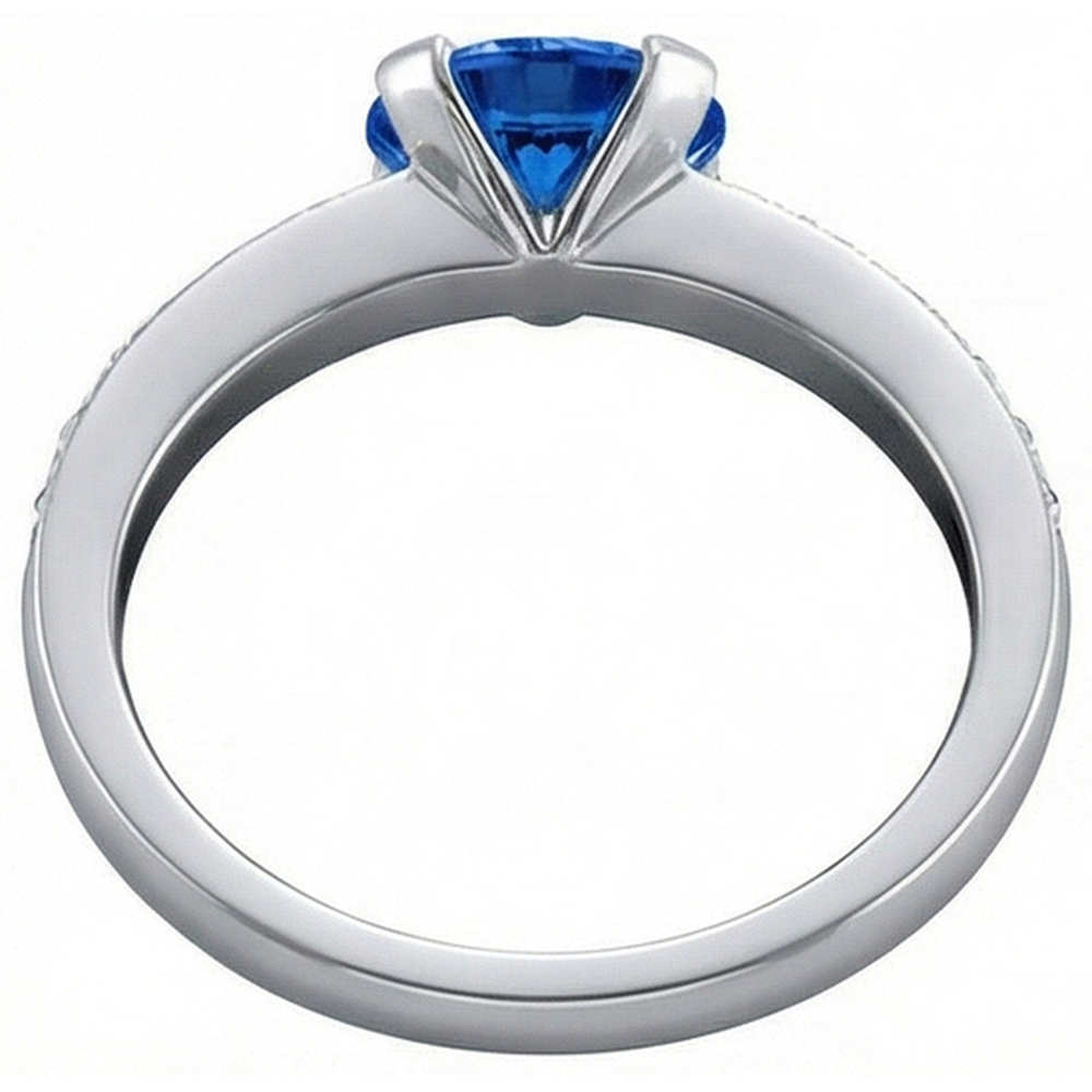 3.25 Ct Round Sri Lanka Sapphire Natural Earth Mined Diamonds Ring Gold 14K