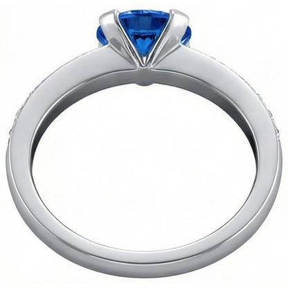 3.25 Ct Round Sri Lanka Sapphire Natural Earth Mined Diamonds Ring Gold 14K