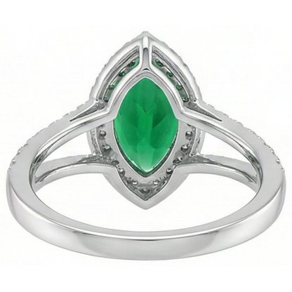 3.35 Carats Green Emerald GIA With Natural Earth Mined Diamonds Ring Prong Set White Gold 14K