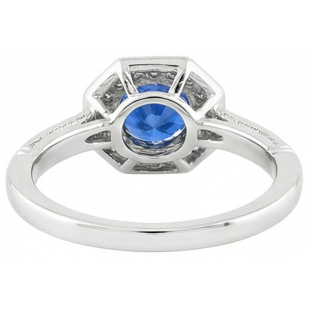 3.35 Ct Sri Lankan Sapphire And Natural Earth Mined Diamonds Ring White Gold 14K