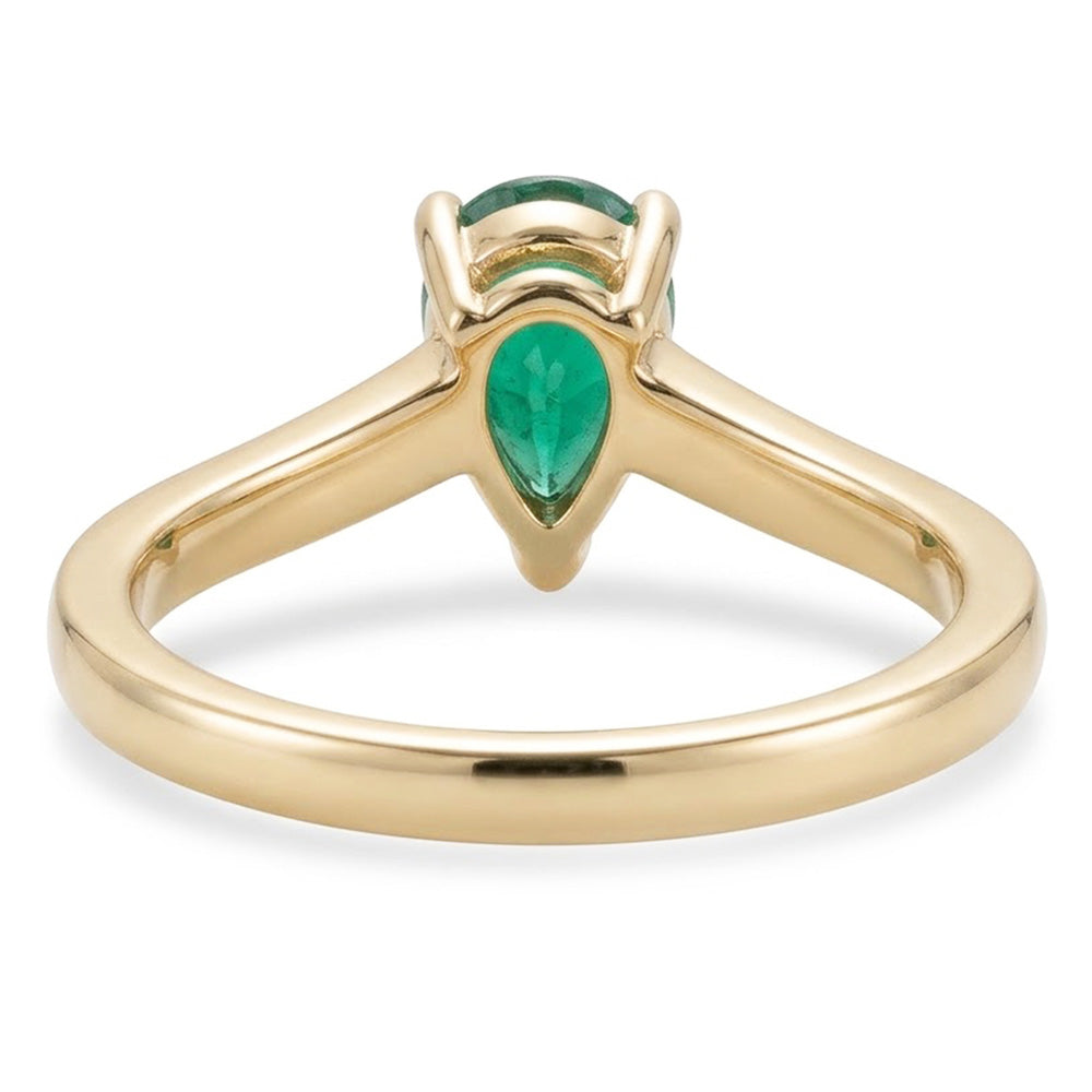 3.4 Ct Pear Cut Colombian Green Emerald Natural Earth Mined Diamond Wedding Ring Yellow Gold 14K