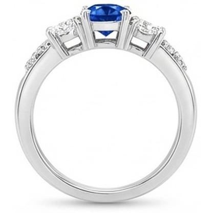 3.40 Carats Round Sri Lanka Sapphire Natural Earth Mined Diamonds Wedding Ring