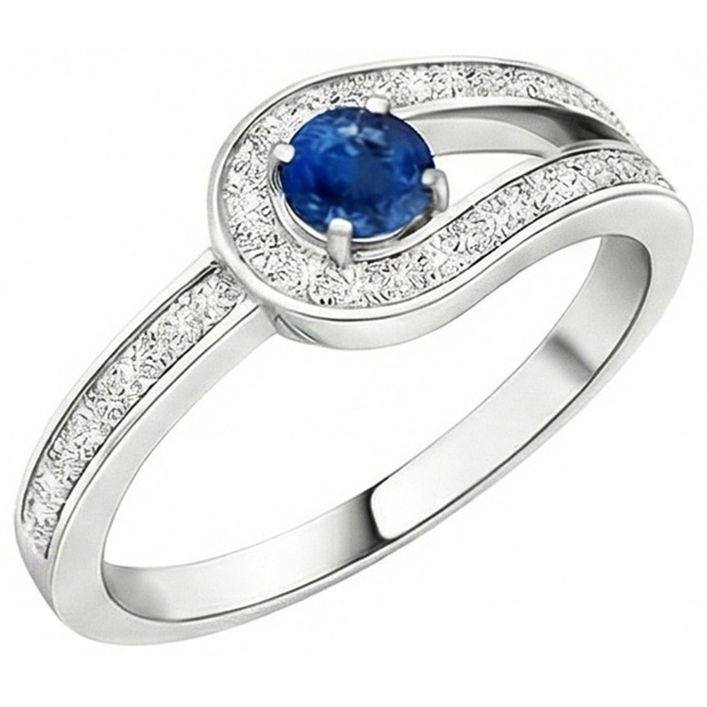 3.40 Ct Ceylon Sapphire Natural Earth Mined Diamonds Wedding Ring White Gold 14K