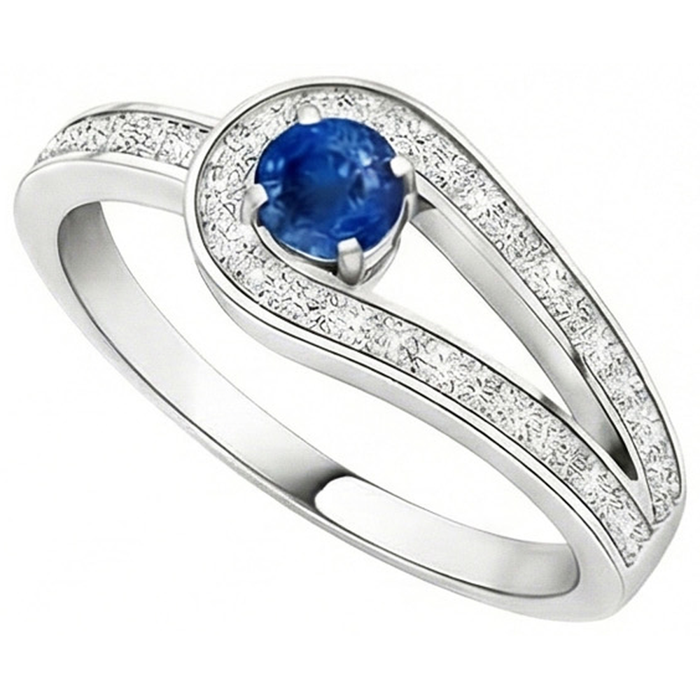 3.40 Ct Ceylon Sapphire Natural Earth Mined Diamonds Wedding Ring White Gold 14K