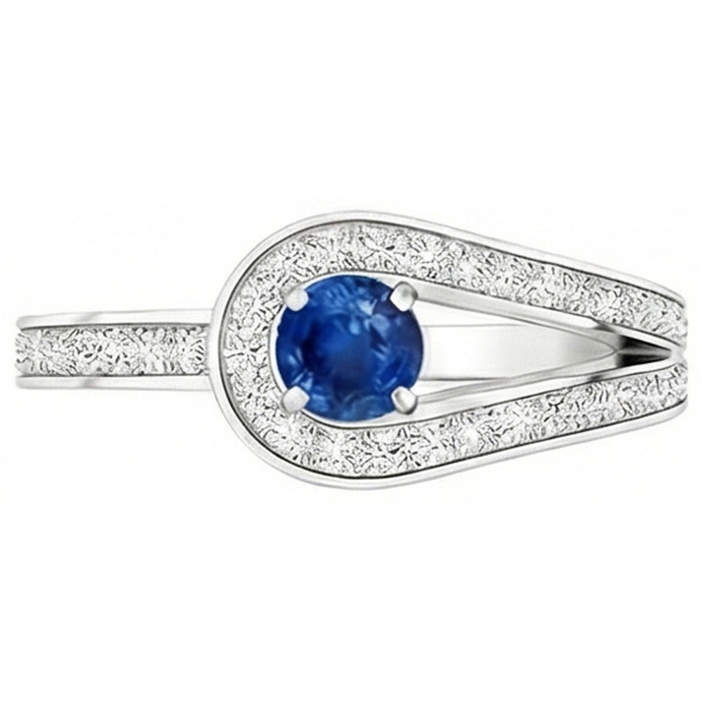 3.40 Ct Ceylon Sapphire Natural Earth Mined Diamonds Wedding Ring White Gold 14K