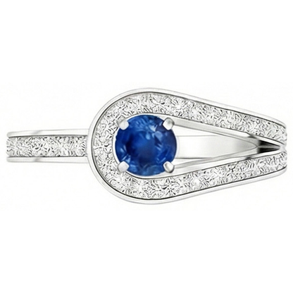 3.40 Ct Ceylon Sapphire Natural Earth Mined Diamonds Wedding Ring White Gold 14K