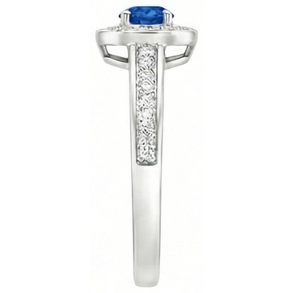 3.40 Ct Ceylon Sapphire Natural Earth Mined Diamonds Wedding Ring White Gold 14K