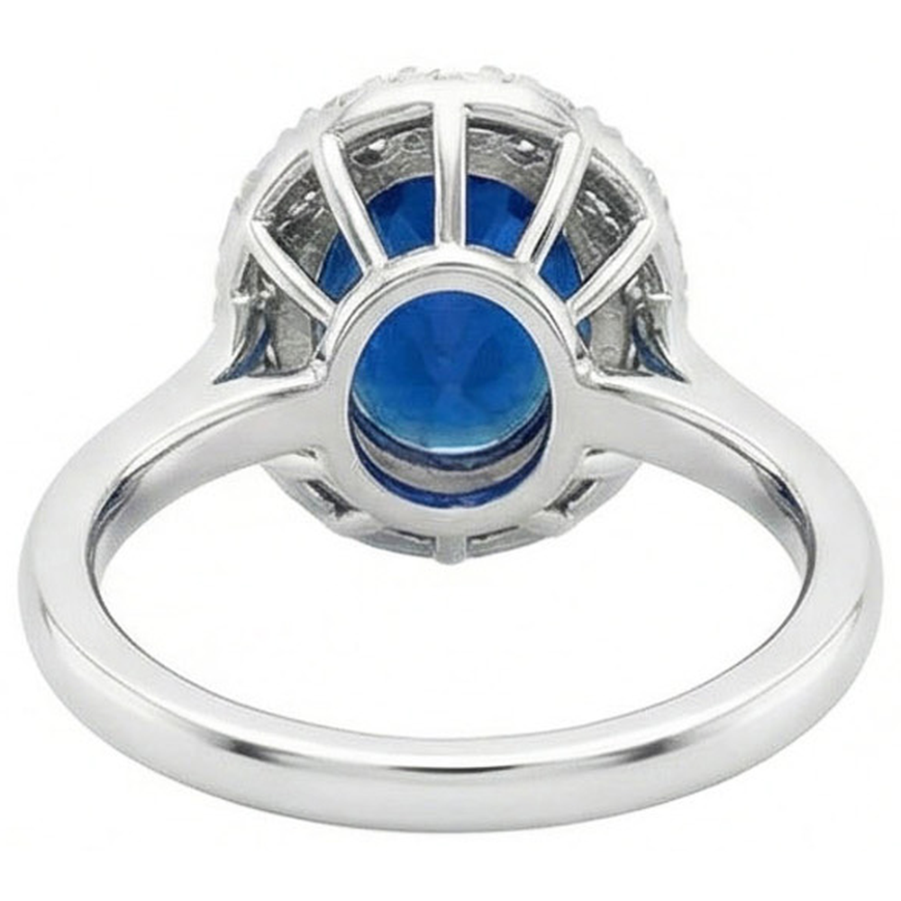 3.40 Ct Sri Lankan Sapphire And Natural Earth Mined Diamonds Engagement Ring