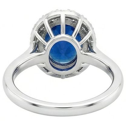 3.40 Ct Sri Lankan Sapphire And Natural Earth Mined Diamonds Engagement Ring