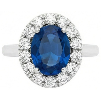 3.40 Ct Sri Lankan Sapphire And Natural Earth Mined Diamonds Engagement Ring