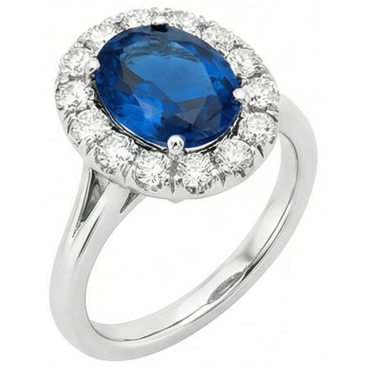 3.40 Ct Sri Lankan Sapphire And Natural Earth Mined Diamonds Engagement Ring