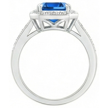 3.40 Ct Sri Lankan Sapphire Natural Earth Mined Diamonds Ring White Gold 14K