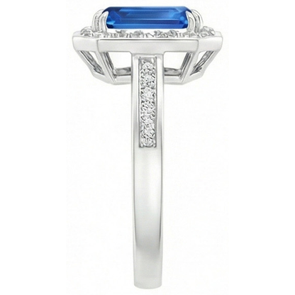 3.40 Ct Sri Lankan Sapphire Natural Earth Mined Diamonds Ring White Gold 14K