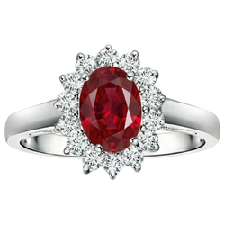 Natural Ruby Ring 3.5ct - White Gold 14K