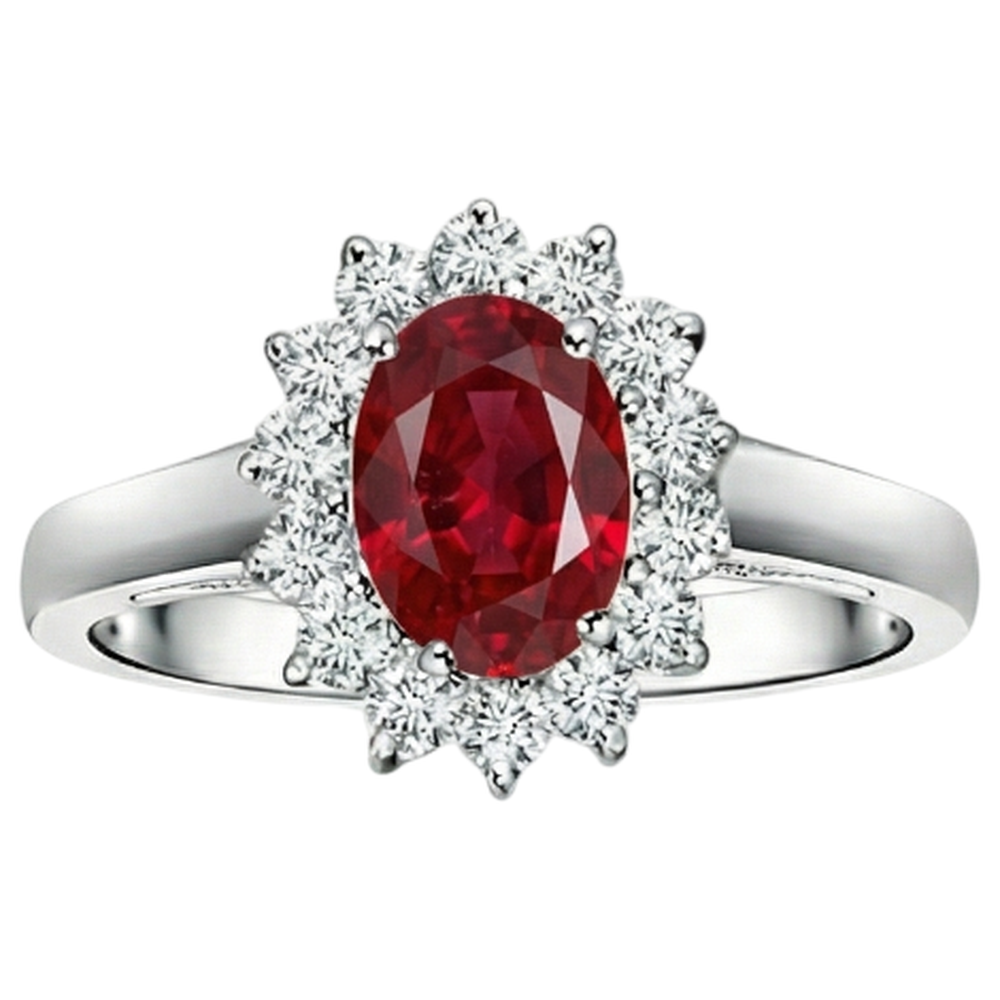 natural round ruby 3.5ct ring front view