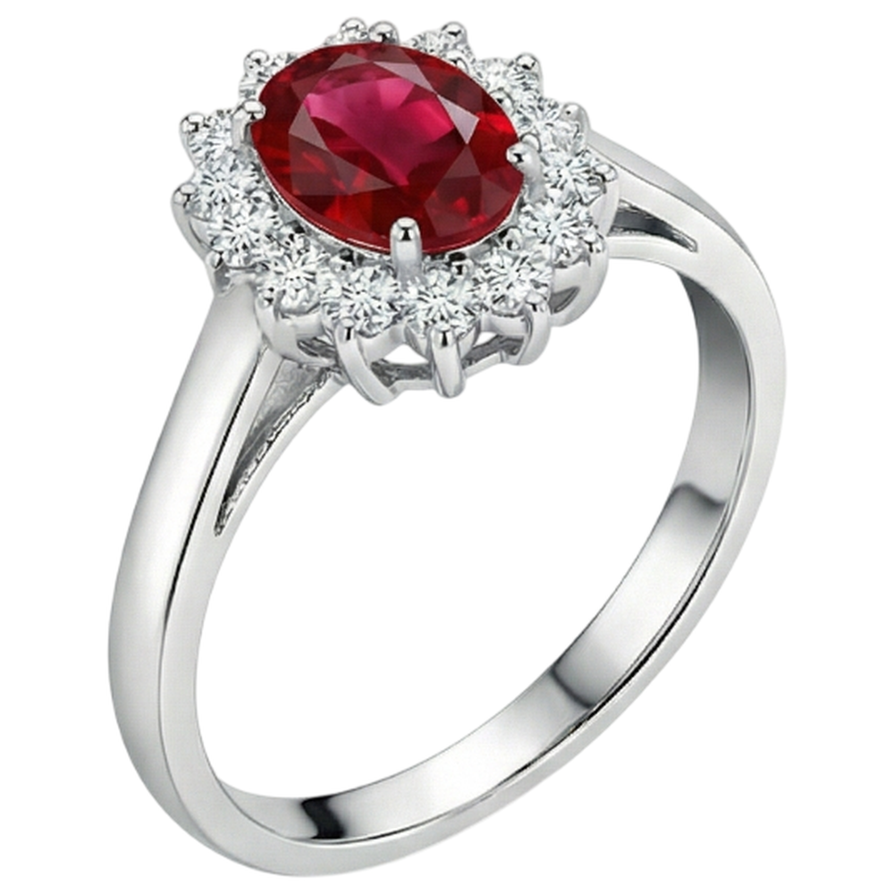 natural round ruby 3.5ct ring close up detail