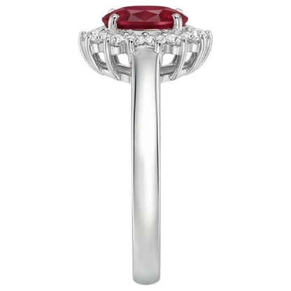 natural round ruby 3.5ct ring top view