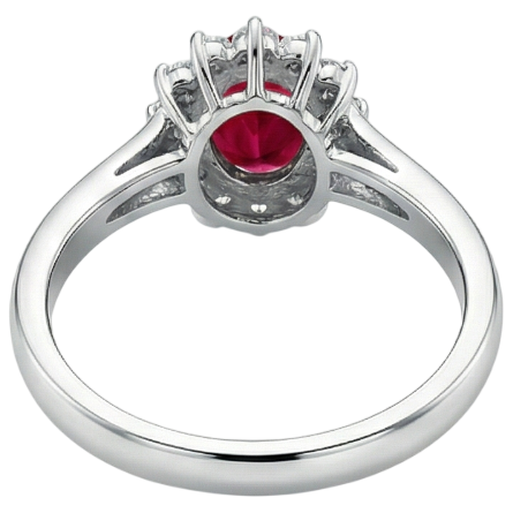 natural round ruby 3.5ct ring profile view