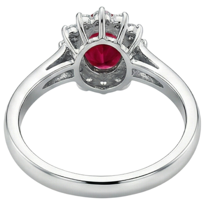 natural round ruby 3.5ct ring profile view