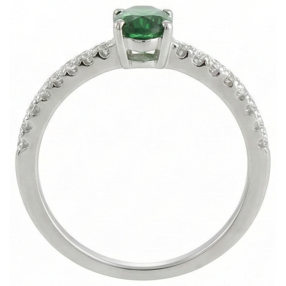 3.5 Ct Green Emerald GIA And Natural Earth Mined Diamond Wedding Ring