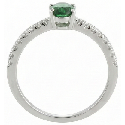 3.5 Ct Green Emerald GIA And Natural Earth Mined Diamond Wedding Ring