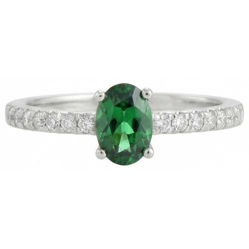 3.5 Ct Green Emerald GIA And Natural Earth Mined Diamond Wedding Ring