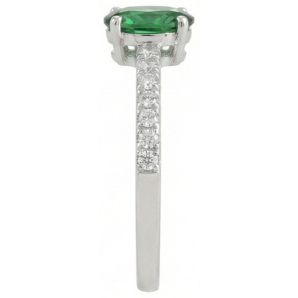 3.5 Ct Green Emerald GIA And Natural Earth Mined Diamond Wedding Ring