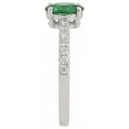 3.5 Ct Green Emerald GIA And Natural Earth Mined Diamond Wedding Ring