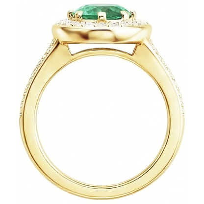 3.5 Ct Oval Cut Green Emerald GIA With Halo Natural Earth Mined Diamond Ring
