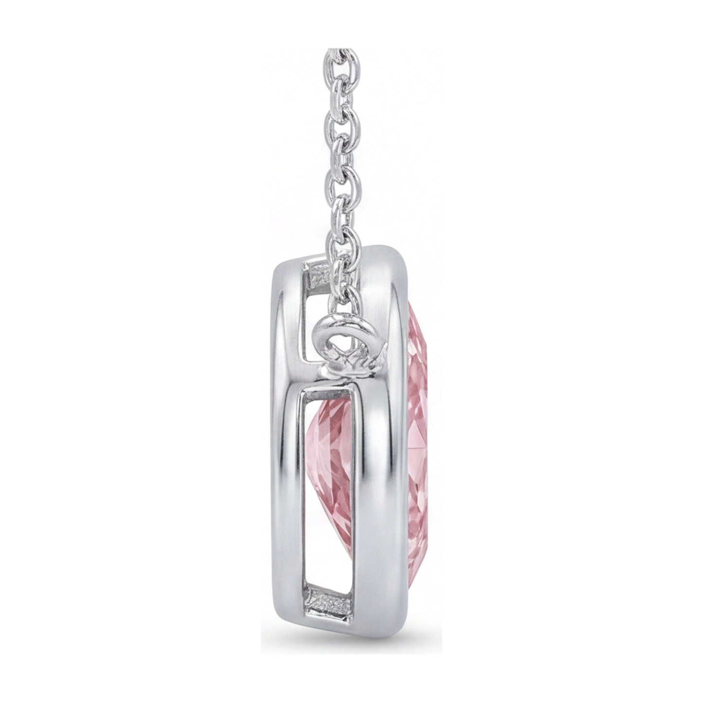 3.5 Carat Marquise Pink Lab Grown Diamond Bezel Pendant 14K White Gold