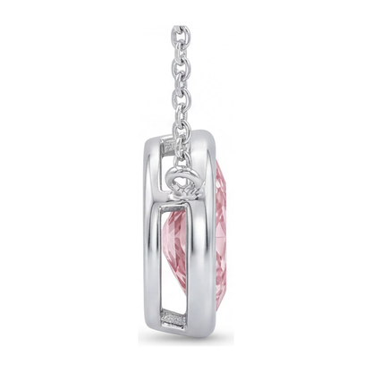 3.5 Carat Marquise Pink Lab Grown Diamond Bezel Pendant 14K White Gold