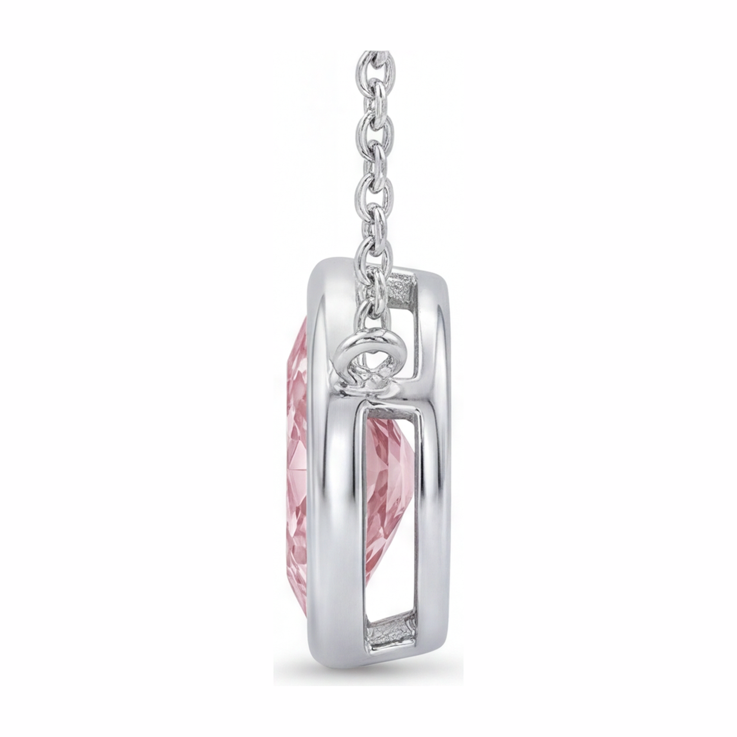 3.5 Carat Marquise Pink Lab Grown Diamond Bezel Pendant 14K White Gold