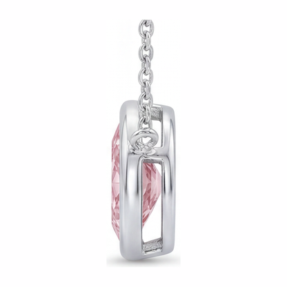 3.5 Carat Marquise Pink Lab Grown Diamond Bezel Pendant 14K White Gold