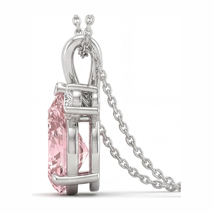 3.5 Carat Pear Pink Lab Grown Diamond and White Diamond Bypass Pendant 14K White Gold