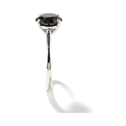 1.5 Carat Round Black Diamond Solitaire Ring Natural 14K White Gold