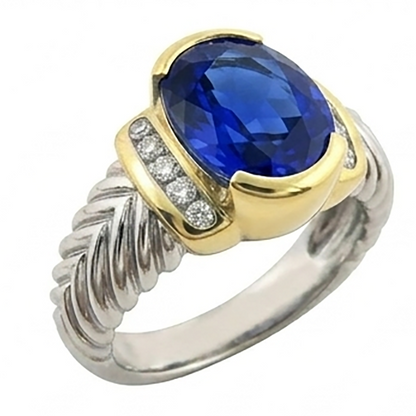 3.50 Carat Oval Sri Lanka Sapphire Natural Earth Mined Diamond Gents Ring