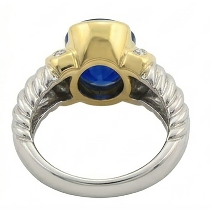 3.50 Carat Oval Sri Lanka Sapphire Natural Earth Mined Diamond Gents Ring