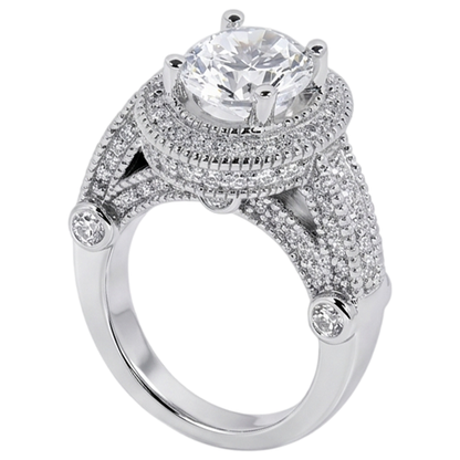 3.50 Carat Real Natural Earth Mined Diamond Engagement Ring Luxurious Antique White Gold 14K