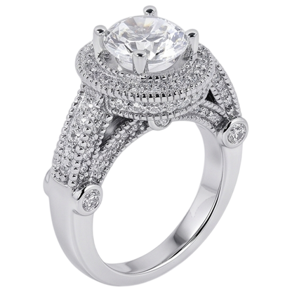 3.50 Carat Real Natural Earth Mined Diamond Engagement Ring Luxurious Antique White Gold 14K