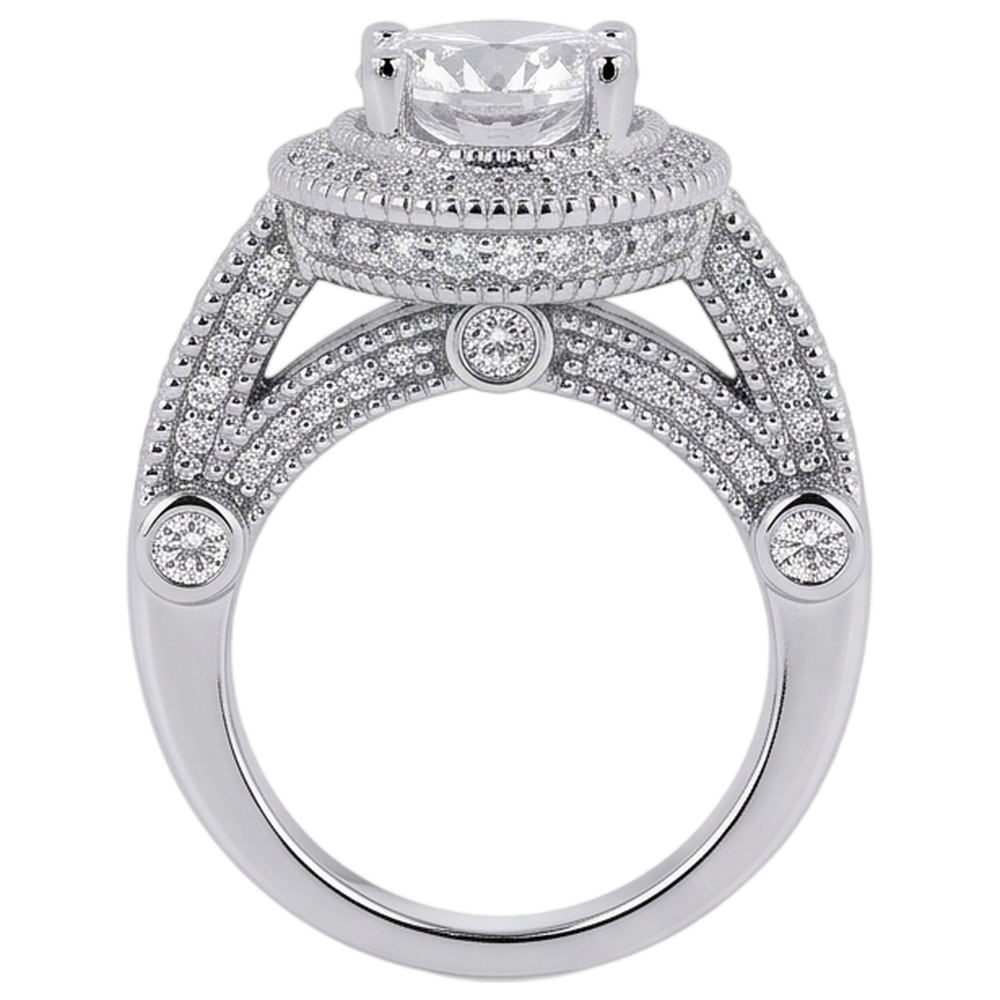 3.50 Carat Real Natural Earth Mined Diamond Engagement Ring Luxurious Antique White Gold 14K