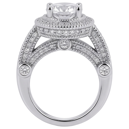 3.50 Carat Real Natural Earth Mined Diamond Engagement Ring Luxurious Antique White Gold 14K