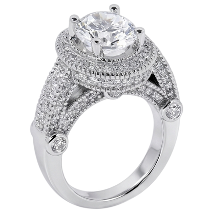 3.50 Carat Real Natural Earth Mined Diamond Engagement Ring Luxurious Antique White Gold 14K