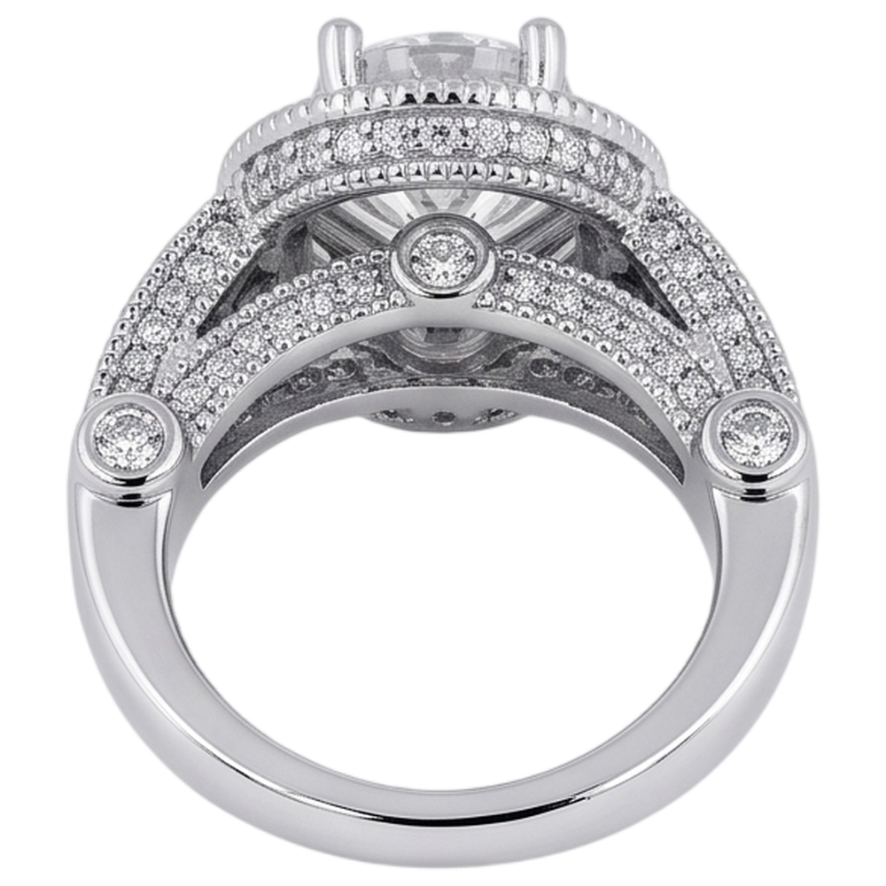 3.50 Carat Real Natural Earth Mined Diamond Engagement Ring Luxurious Antique White Gold 14K