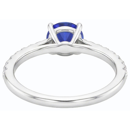 3.50 Carats Blue Sapphire Solitaire & Round Natural Earth Mined Diamond Accents 4 Prong