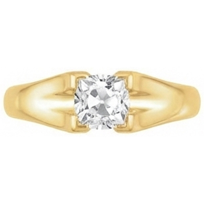 3.50 Carats Cushion Real Diamond Old Miner Solitaire Ring